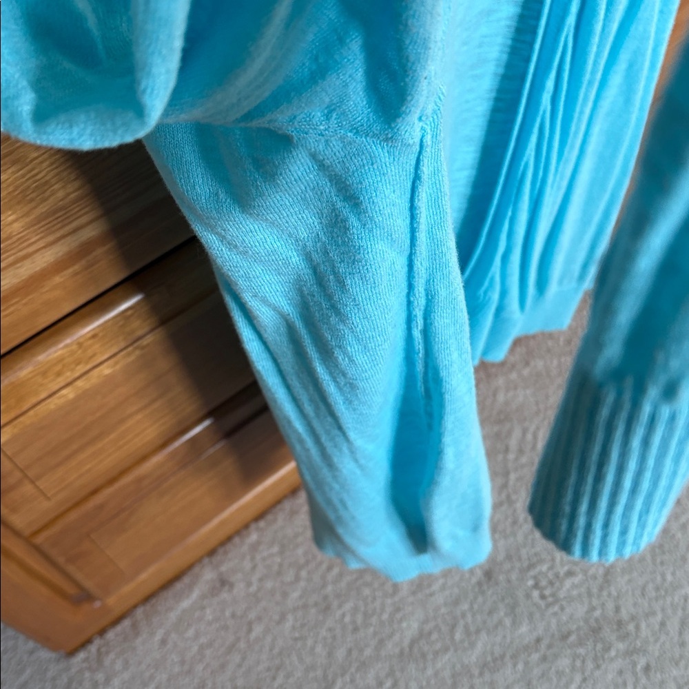 Cyrus Open-Front Long Cardigan in Aquarius Blue Size XL - Picture 4 of 4